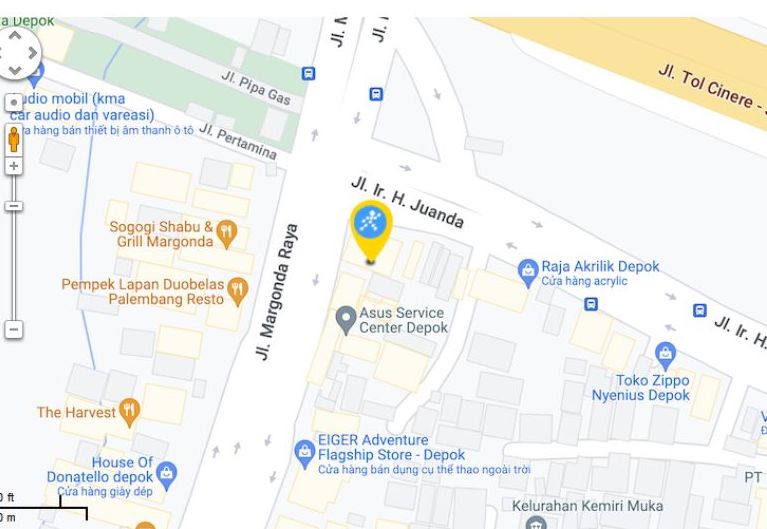 Peta ke toko EraBlue di  Jl. Ir. H. Juanda, Kemiri Muka, Kecamatan Beji, Kota Depok, Jawa Barat 16431