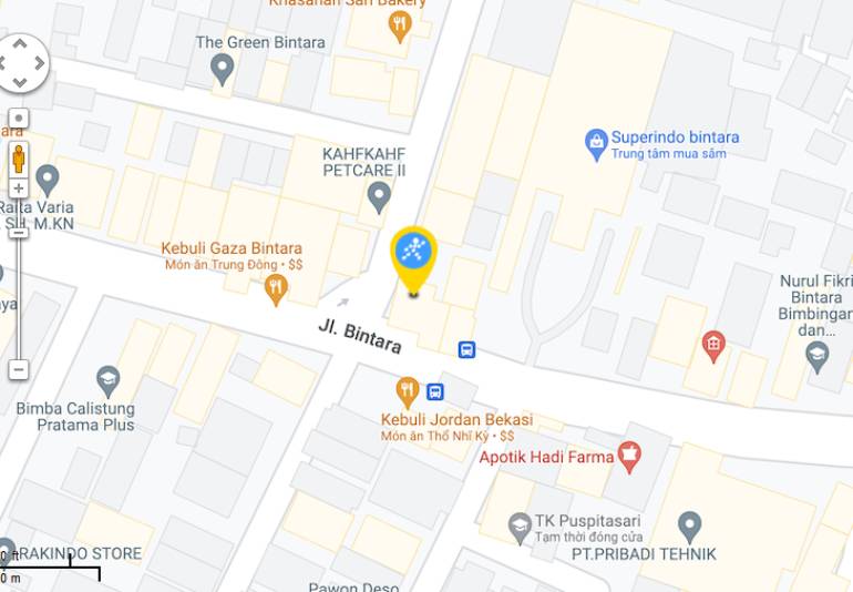 Peta ke toko EraBlue di  Jl. Bintara, Bintara, Kec. Bekasi Bar., Kota Bks, Jawa Barat 17134