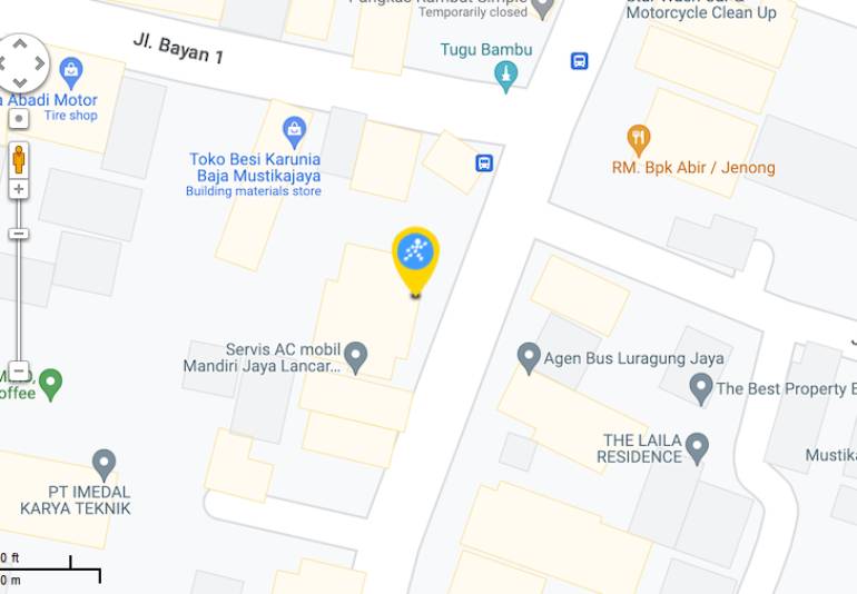 Peta ke toko EraBlue di  Ruko Tugu Bambu, Jl. Mustika Jaya, RT.002/RW.007, Mustika Jaya, Kec. Mustika Jaya, Kota Bks, Jawa Barat 1715
