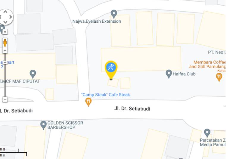 Peta ke toko EraBlue di  Jl. Raya Setiabudi, RT 001, RW 001, Terletak di Kelurahan Pamulang Timur, Kecamatan Pamulang, Kota Tangerang Selatan