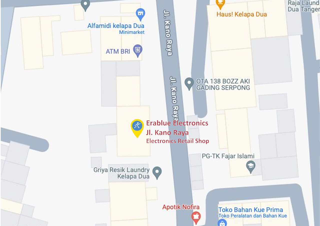 Peta ke toko EraBlue di  JI. Kano Raya RT 003, RW 005, terletak di Kelurahan Kelapa Dua, Kecamatan Kelapa Dua, Kabupaten Tangerang, Provinsi Banten.