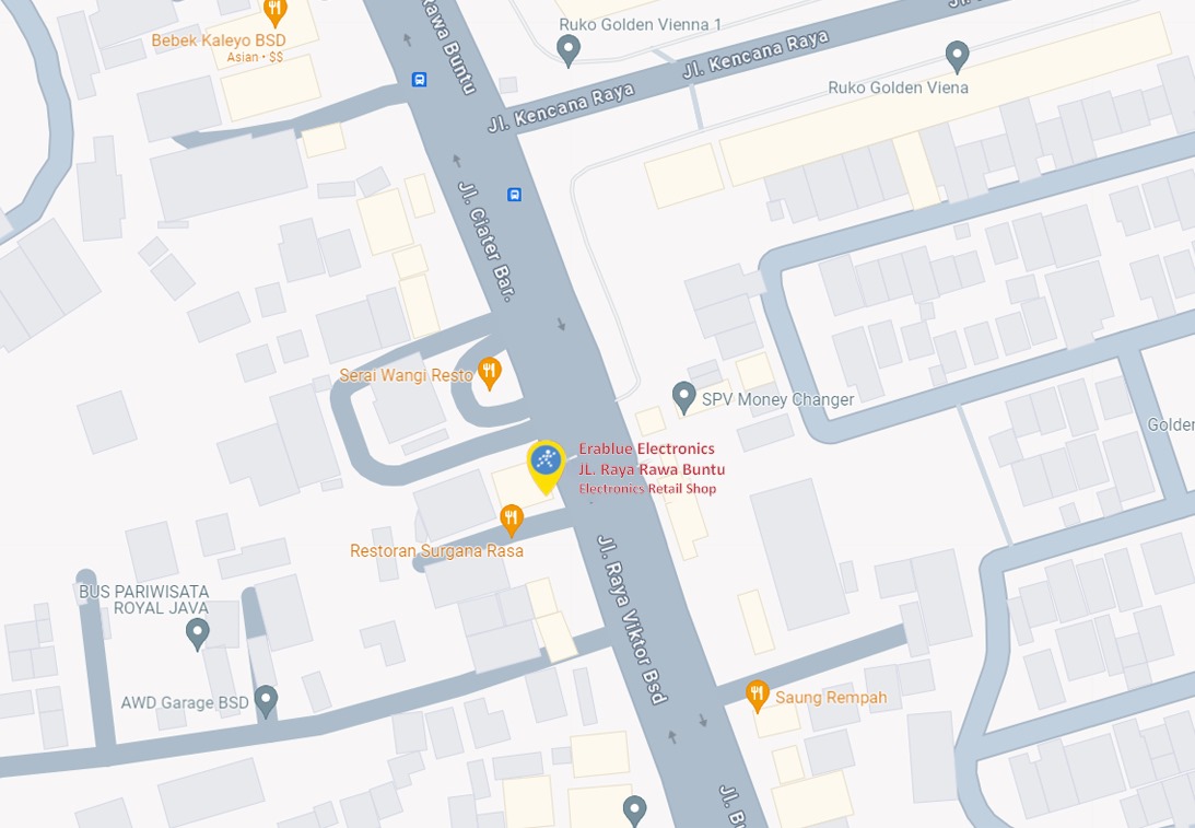 Peta ke toko EraBlue di  Jl. Rawa Buntu No.47 RT. 006 RW. 001 Kel. Rawa Buntu, Kec. Serpong, Kota Tangerang Selatan