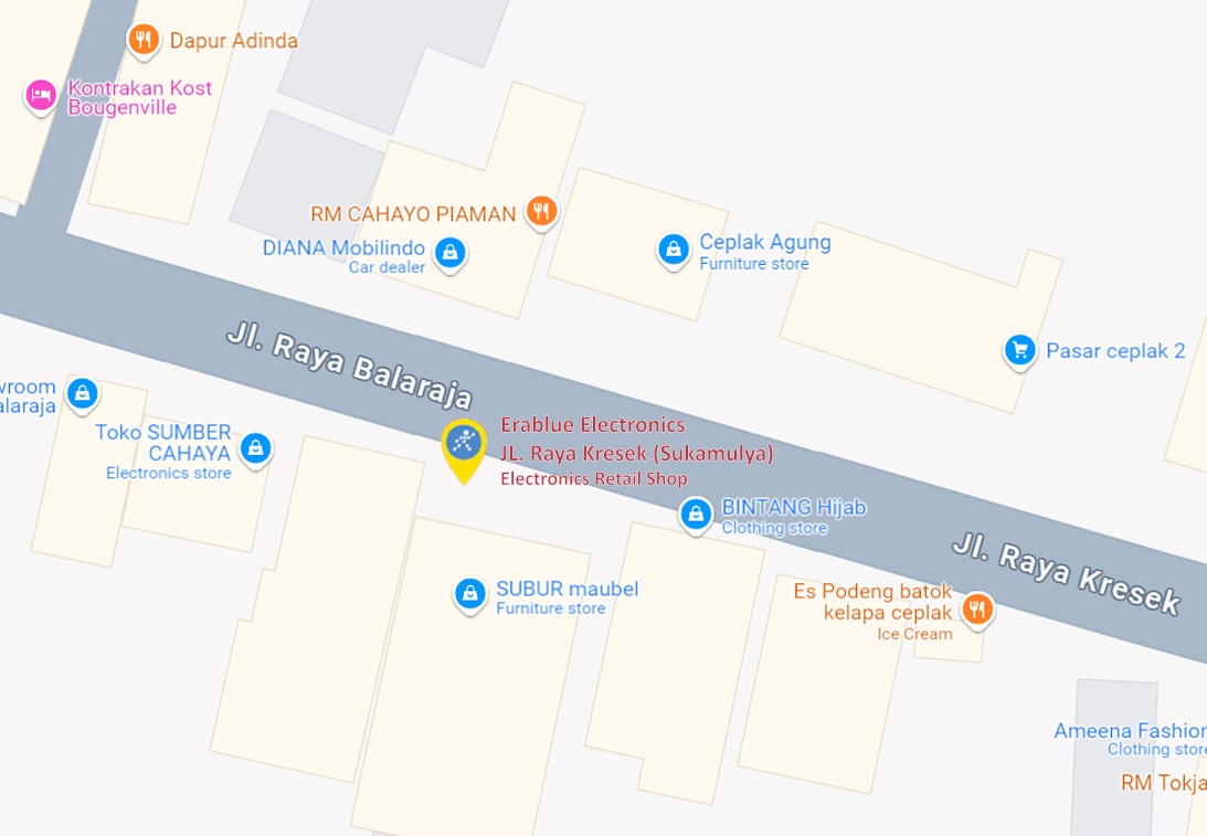 Peta ke toko EraBlue di  Jalan Raya Kresek No. 118, RT 001, RW 001, terletak di Kel/Desa Sukamulya, Kecamatan Sukamulya, Kabupaten Tangerang, Provinsi Banten